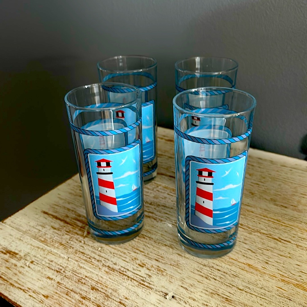 Light house glasses made in Italy. Perfect condition